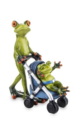 Figurka Żabi Tata z dzieckiem w wózku spacerowym 16x14x7