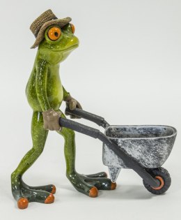 Figurka żaba farmer z taczką