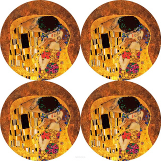 Podkładki na stół okrągłe 4DG (grube) - Pocałunek KISS Gustav Klimt
