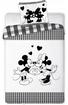 Pościel dziecięca Mickey i Minnie 160X200 Bawełna 100 % czarno biała