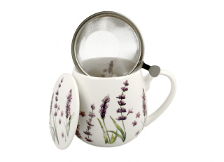 Kubek baryłka porcelanowa z zaparzaczem CLASSIC LAVENDER 430ml