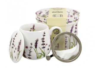 Kubek baryłka porcelanowa z zaparzaczem CLASSIC LAVENDER 430ml