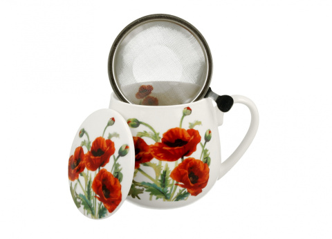 Kubek baryłka porcelanowa z zaparzaczem CLASSIC POPPIES 430ml