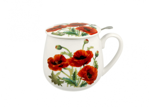 Kubek baryłka porcelanowa z zaparzaczem CLASSIC POPPIES 430ml