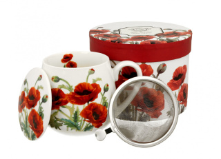 Kubek baryłka porcelanowa z zaparzaczem CLASSIC POPPIES 430ml