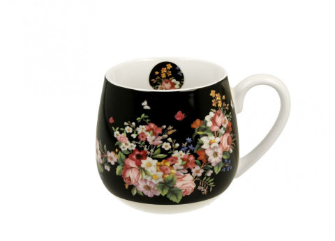 Kubek baryłka porcelanowa VINTAGE FLOWERS - BLACK 430ml