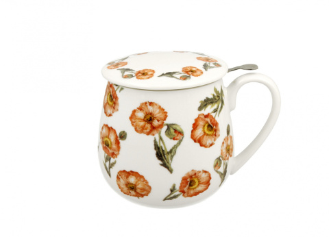 Kubek baryłka porcelanowa z zaparzaczem WILD POPPIES 430ml