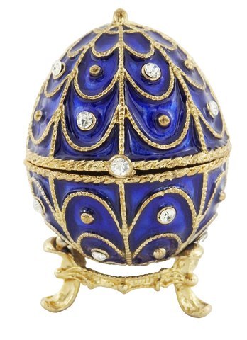 Ekskluzywne metalowa szkatułka z kryształkami - Jajo Fabergé