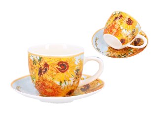 Filiżanka espresso ze spodkiem 80ml - V. van Gogh, Słoneczniki (CARMANI)