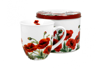 Kubek porcelana CLASSIC POPPIES 400ml z puszką kwiaty maki