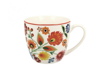 Kubek porcelana ŁOWICZ 460ml w kwiaty wzór etniczny