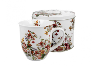 Kubek porcelana VINTAGE FLOWERS - WHITE 400ml z puszką kwiaty