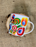 Kubek latte porcelana KOGUT ŁOWICKI 450ml kwiaty