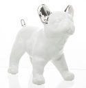 Figurka Pies Mops biało-srebrny 15x18x10cm
