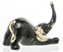 Figurka Słoń z podniesioną trąbą czarno-złota 11,5x16x8 cm