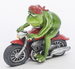 Figurka Żaba Motocyklista wielokolorowa 11x10x9cm