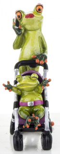 Figurka Żaba z Małą Żabką w Wózku 17x12x6cm