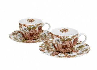 2 filiżanki espresso ze spodkami PASTEL FLOWERS WHITE